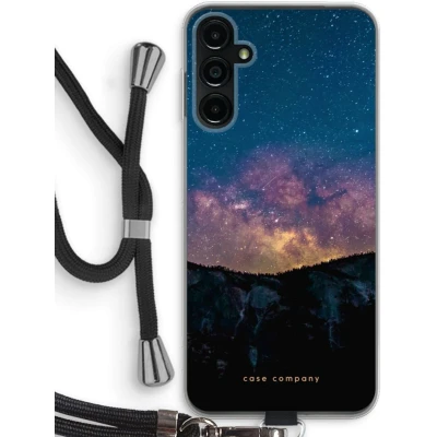 Afbeelding van Case Company® hoesje met Koord geschikt voor Samsung Galaxy A14 Travel to space Telefoonhoesje Zwart Bescherming aan alle Kanten en Over de Schermrand