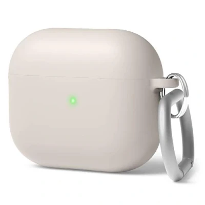 Afbeelding van elago Vloeibare hybride hoes met sleutelhanger, compatibel AirPods 3, drielaagse structuurbescherming (steen)