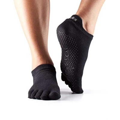 Afbeelding van ToeSox Low Rise Antislip Sokken Met Tenen Zwart