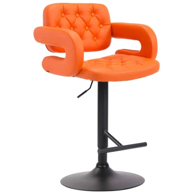 Afbeelding van Barkruk Moelv Kunstleer Zwart Frame Oranje