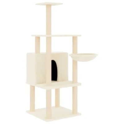 Afbeelding van vidaXL Kattenmeubel met sisal krabpalen 132 cm crèmekleurig