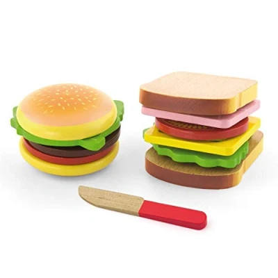Afbeelding van Viga Toys Speelgoed Sandwich en Hamburget Set
