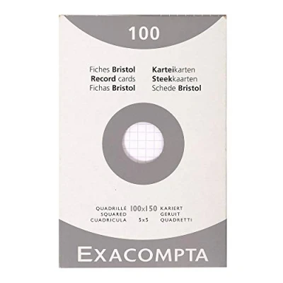 Afbeelding van Pak 100 steekkaarten bristol geruit 5x5 niet geperforeerd 100x150mm, Wit