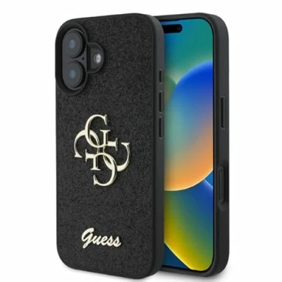 Afbeelding van Guess GUHCP16SHG4SGK iPhone 16 6.1&quot; zwart/zwart hardcase Fixed Glitter Big 4G
