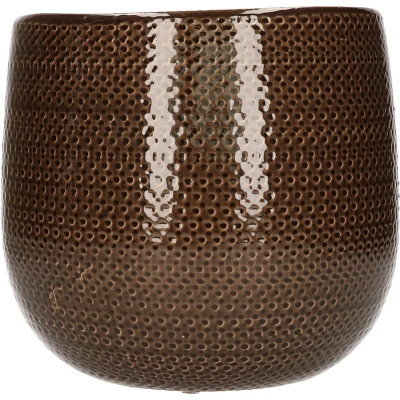 Afbeelding van Mica Decorations gabriel ronde bloempot grijs maat in cm: 19 x 21