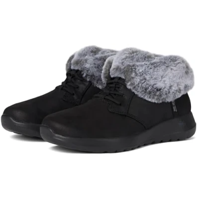 Afbeelding van Skechers Onthego Korte laarzen, Dames, Maat: 42, Black/gray Imitatieleer/ textiel