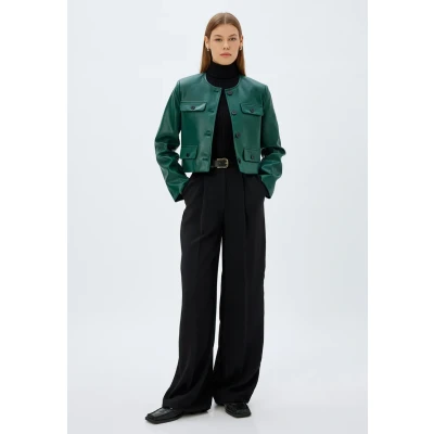 Afbeelding van Koton Imitatieleren jas, Dames, Maat: 38, Green
