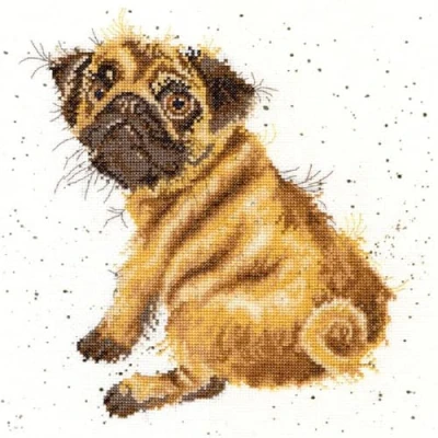 Afbeelding van Borduren Pug mopshondje Hannah Dale Bothy Threads