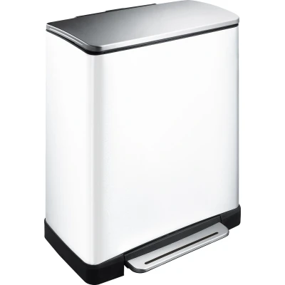 Afbeelding van EKO E Cube Dubbele Pedaalemmer 18+28L Wit / Mat RVS Afvalscheiding