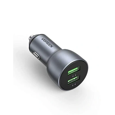 Afbeelding van UGREEN Autolader Snellader 2x USB A 36W (QC 4.0) Grijs