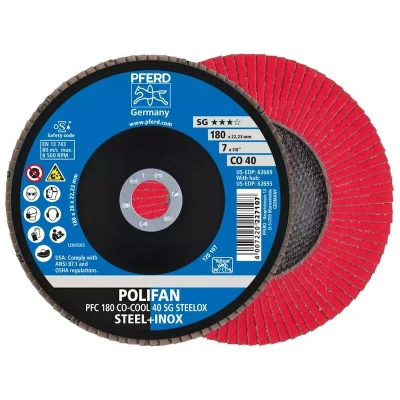 Afbeelding van PFERD 67760485 PFC 180 CO COOL 40 SG STEELOX Lamellenschijf Diameter mm Boordiameter 22.23 Aluminium legering, Legering op nikkelbasis, Superlegeringen