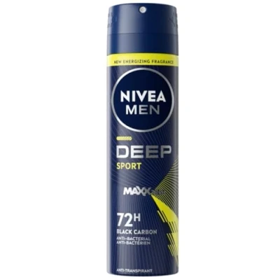 Afbeelding van NIVEA MEN Deep Sport Deodorant Spray Anti Transpirant Deo 6 x 150ml Voordeelverpakking