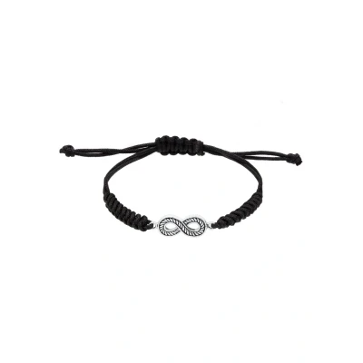 Afbeelding van KUZZOI Heren Armband Textilband Infinity Symbol Oxidiert 925 Silber