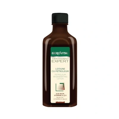 Afbeelding van Petroleumolie, ricinusolie, vitamine A en E, regenererende haarbehandeling, vermindert haaruitval, stimuleert de groei, 100 ml, Gerovital Tratament Expert