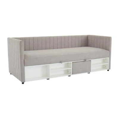 Afbeelding van Vente unique Bedbank met opbergruimte 80 x 200 cm Stof Taupegrijs LAOZIA L 213 H 79 D 85