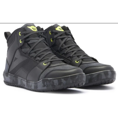 Afbeelding van DAINESE Suburb D wp Shoes Waterdichte motorschoenen voor heren, Zwart Camo Geel Zuur
