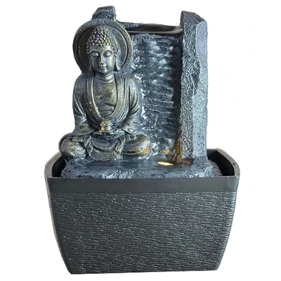 Afbeelding van fontein Boeddha Sérénité 18 cm hoog interieur voor binnen relaxeer zen waterornament cadeau geschenk kerst nieuwjaar relatiegeschenk origineel lente zomer lentecollectie zomercollectie afkoeling koelte