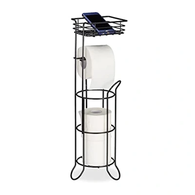 Afbeelding van Relaxdays wc rolhouder staand toiletrolhouder toilet papierhouder vrijstaand bakje