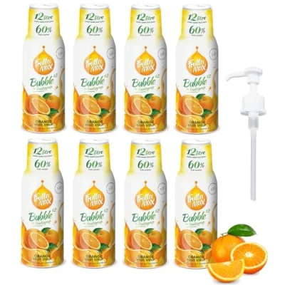 Afbeelding van 8 x FruttaMax Fruitsiroopconcentraat Minder suiker met 60% fruit geschikt voor soda machine (8 500 ml) oranje)