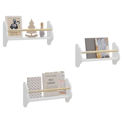Afbeelding van WOLTU KR025ws45 Boekenplank, wandplank, dennenhout, MDF, voor kinderkamer, speelkamer, wit