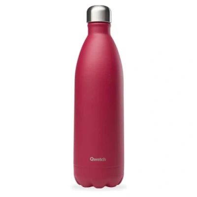 Afbeelding van Qwetch Thermosfles framboos 1 liter Drinkfles voor onderweg van roestvrij staal 24 uur koud en 12 warm Waterdicht, BPA vrij herbruikbaar