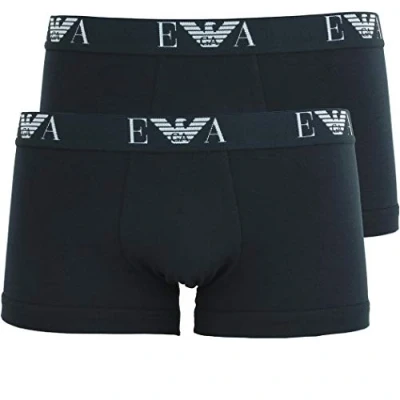 Afbeelding van Emporio Armani heren Trunk boxershorts in uni 2 pack de kleur Donkerblauw, maat: S