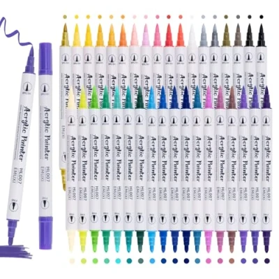 Afbeelding van Carehabi Acrylstiften 36 kleuren acrylverfpennen waterdicht acrylverfmarkers voor glas hout canvas keramiek Kerstmis handwerk Pasen knutselen (36)