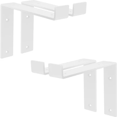 Afbeelding van ML Design 4 delige plankbeugel, 20x4x14,5 cm, wit, metaal, 8 inch plankbeugels, industriële planksteun voor wandmontage, 90 graden wandbeugel, L vormige wandplank, incl. schroeven