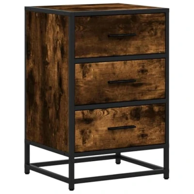 Afbeelding van vidaXL Nachtkastje 40x34,5x60 cm bewerkt hout en metaal gerookt eiken