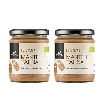 Image de FOODIN Beurre d&#039;amande marron bio à tartiner, bonne source de protéines et d&#039;acides gras, 100 % amande, sans gluten végétalien (2 x 250 g)