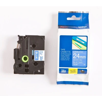 Afbeelding van Brother TZe 555 Tape Wit op blauw (24 mm)