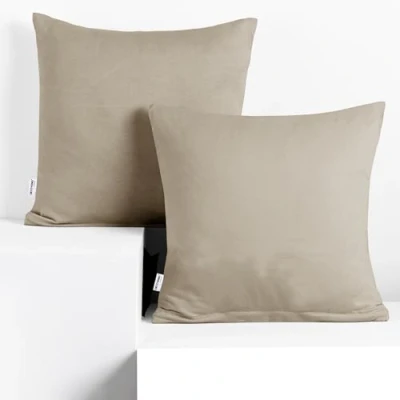 Afbeelding van DecoKing Set van 2 kussenslopen 80 x cm katoenen jersey kussensloop met ritssluiting cappuccino amber