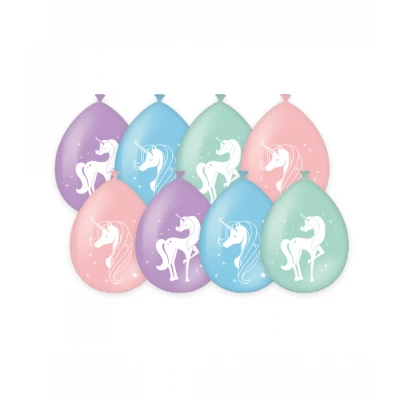 Afbeelding van Pd Party Ballonnen Eenhoorn 8 Stuks Roze/Paars/Blauw/Groen