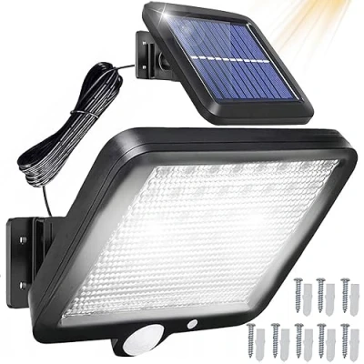 Afbeelding van Retoo buitenverlichting op zonne energie met bewegingsmelder, 108 leds, nieuw verbeterd model, buitenlamp voor tuin, terras, veranda, garage,