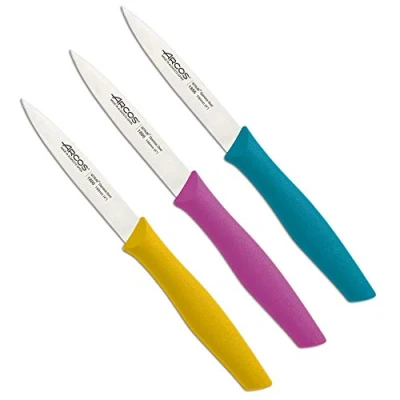 Afbeelding van Arcos Serie Nova schilmes, nitrum roestvrij staal, milieuvriendelijke verpakking, 3 kleuren fuchsia, turquoise en geel