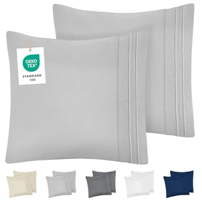 Afbeelding van Dreamzie Taie Oreiller 65x65 Lot de 2 en Microfibre Brossée Certifiée Oeko Tex Housse Coussin Douce avec Motifs Brodés Gris