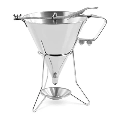 Afbeelding van Royal Catering Trechter 1.8 L roestvrij staal 3 vultips standaard met lekbak