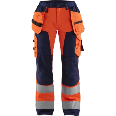 Afbeelding van Blaklader Dames werkbroek High Vis met spijkerzakken 7156 1811 Oranje/Marineblauw C38