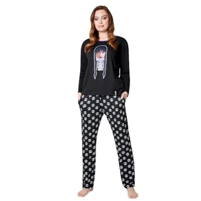 Afbeelding van Wednesday Pyjama voor dames woensdag Addams pyjamasets winter katoen loungewear nachtkleding S XL, zwart/