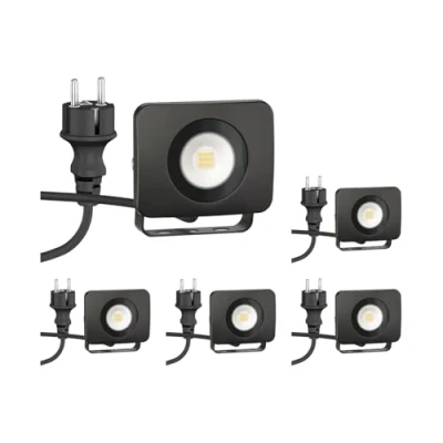 Afbeelding van ledscom.de WEGA led tuinspot voor buiten, IP44, stekker, zwart, 10 W, 935 lm, warm wit
