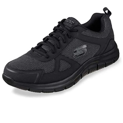Afbeelding van Skechers Burns Agoura 52635 bkgy Sneakers voor heren, Zwart leer mesh trim, 47.5 EU