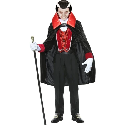 Afbeelding van Widmann Vampier &amp; Dracula Kostuum Victoriaanse Victor Jongen Rood, Zwart Maat 158 Halloween Verkleedkleding