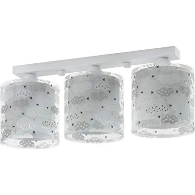 Afbeelding van Dalber Kinderlamp, plafondlamp, 3 lampen, wolken, grijs, 15 W