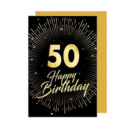 Afbeelding van Edition Seidel Hoogwaardige wenskaart voor de 50e verjaardag met envelop, Happy Birthday mannen en vrouwen (GZ345 50 SW023)