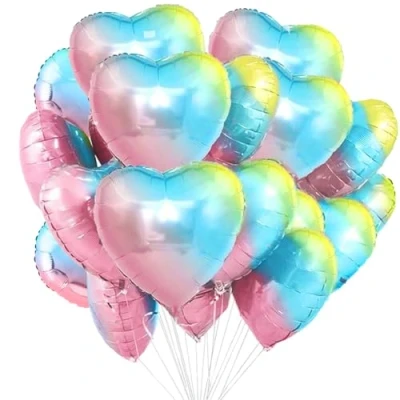 Afbeelding van 25 stuks hartvormige folieballonnen, pastelheliumballon, romantische decoratie, decoratie voor sfeer, huwelijksaanzoek, Valentijnsdag en bruiloft