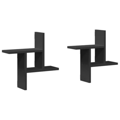 Image de vidaXL Étagères murales 2 pcs noir 38x12x38 cm bois d&#039;ingénierie