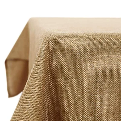 Afbeelding van Deconovo Tafelkleed linnenlook waterafstotend lotuseffect 130 x 220 cm okerbruin