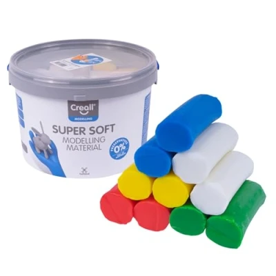 Afbeelding van Havo Boetseerpasta Supersoft 5 Geassorteerde Kleuren: Rood, Groen, Geel, Wit En Blauw