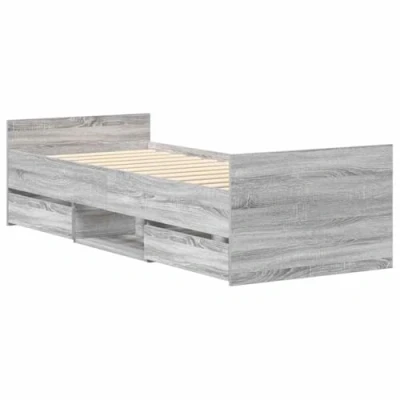 Afbeelding van Bedframe Met Hoofd En Voeteneinde Betongrijs 90X200 cm 90 x 200 / Grijs sonoma