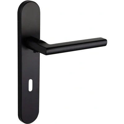 Afbeelding van Lavuzo deurkruk Teramo Zwart met afgerond schild SL72 Per set Deurklink